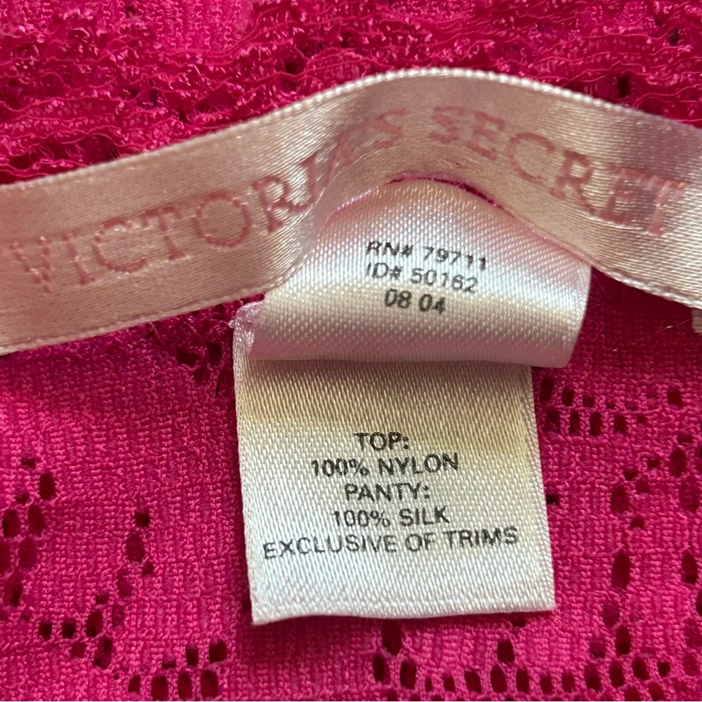Vintage Y2K Victoria’s Secret Lace Rose Mesh Tank Top Pink Spaghetti Straps Slip - Picture 8 of 11
